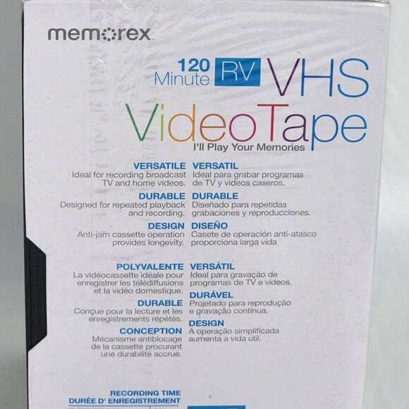 Memorex 5PK 120 Minute RV VHS Video Tape T-120 6HR EP Cassettes Blank New Media - Picture 5 of 7